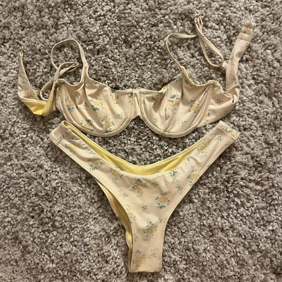 Frankie's Bikinis Other - Floral Bikini Set with Yellow Accents